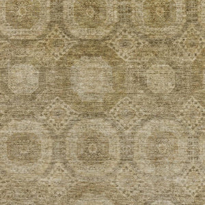 HomeRoots 5' X 8' Washable Brown And Beige Geometric Area Rug with UV Protection for Modern Homes & Pets 708273
