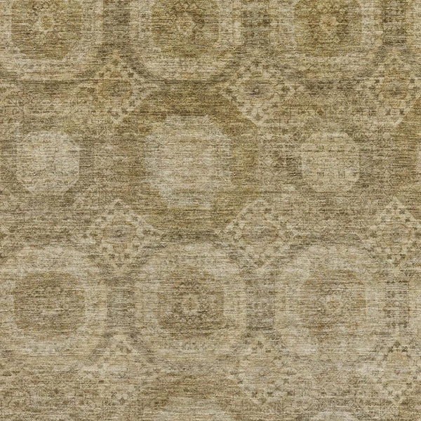 HomeRoots 5' X 8' Washable Brown And Beige Geometric Area Rug with UV Protection for Modern Homes & Pets 708273