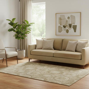 HomeRoots 8' Brown and Beige Abstract Round Rug - Washable, UV-Protected, Durable for Active Homes & Pets 708274