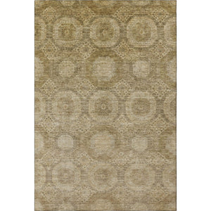 HomeRoots 8' Brown and Beige Abstract Round Rug - Washable, UV-Protected, Durable for Active Homes & Pets 708274