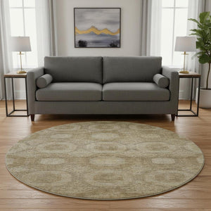 HomeRoots 8' X 10' Washable Brown & Beige Abstract Geometric Area Rug with UV Protection for Modern Spaces 708275