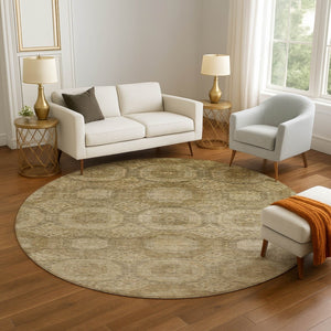 HomeRoots 8' X 10' Washable Brown & Beige Abstract Geometric Area Rug with UV Protection for Modern Spaces 708275