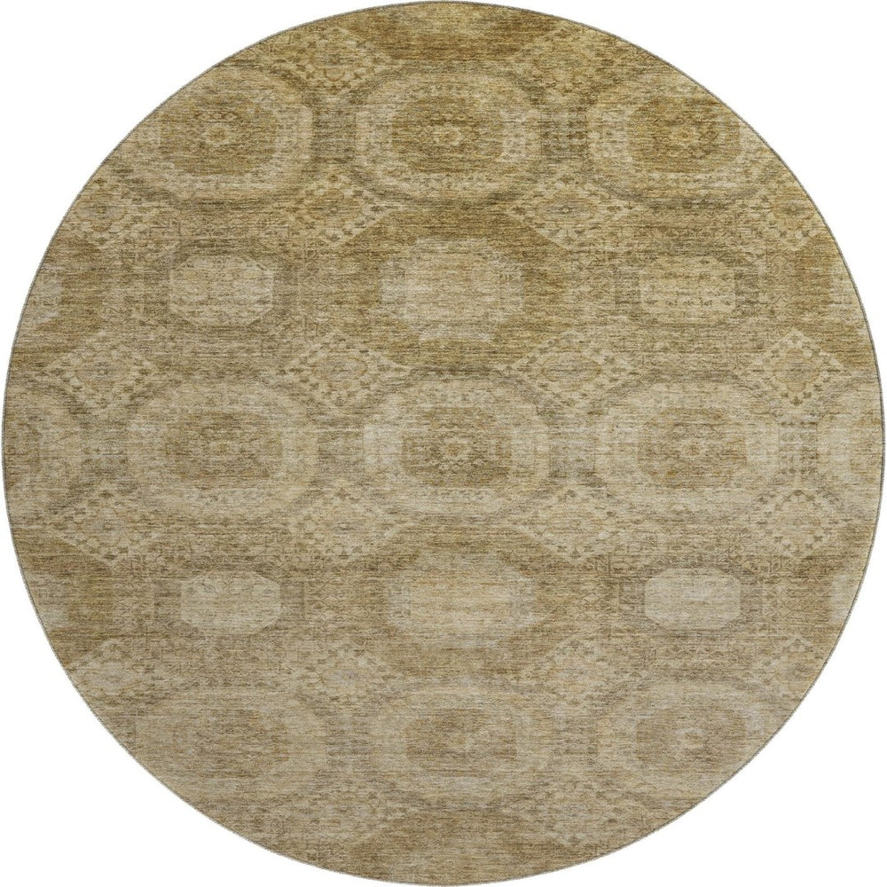 HomeRoots 8' X 10' Washable Brown & Beige Abstract Geometric Area Rug with UV Protection for Modern Spaces 708275