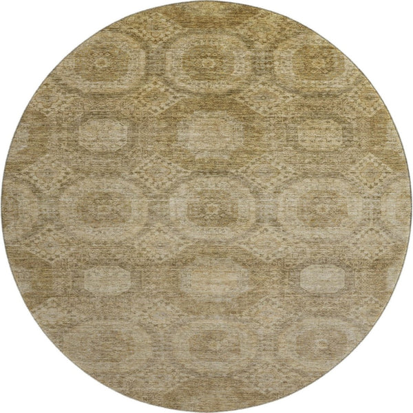 HomeRoots 8' X 10' Washable Brown & Beige Abstract Geometric Area Rug with UV Protection for Modern Spaces 708275