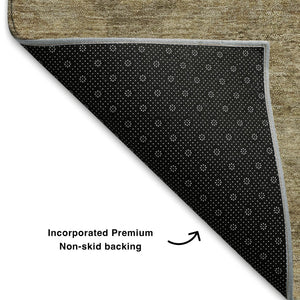 HomeRoots 8' X 10' Washable Brown & Beige Abstract Geometric Area Rug with UV Protection for Modern Spaces 708275