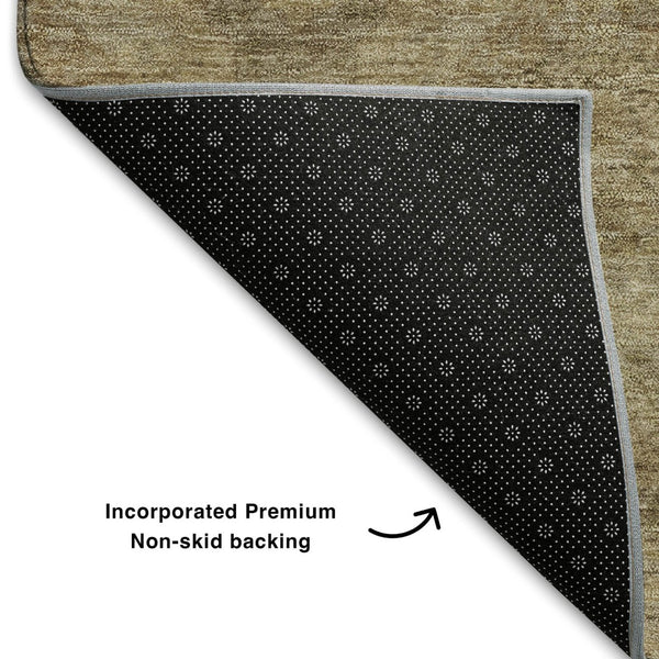 HomeRoots 8' X 10' Washable Brown & Beige Abstract Geometric Area Rug with UV Protection for Modern Spaces 708275