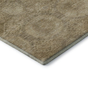 HomeRoots 8' X 10' Washable Brown & Beige Abstract Geometric Area Rug with UV Protection for Modern Spaces 708275