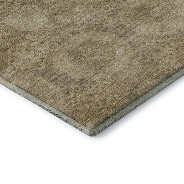 HomeRoots 8' X 10' Washable Brown & Beige Abstract Geometric Area Rug with UV Protection for Modern Spaces 708275