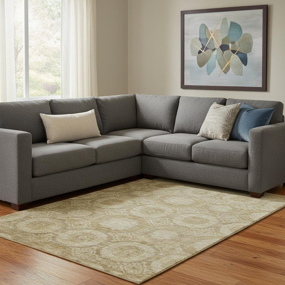 HomeRoots 9' X 12' Abstract Geometric Area Rug in Brown & Beige – Washable, UV Protected, Stain Resistant Design 708276