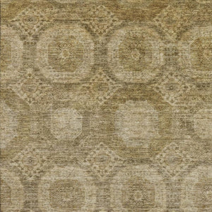 HomeRoots 9' X 12' Abstract Geometric Area Rug in Brown & Beige – Washable, UV Protected, Stain Resistant Design 708276