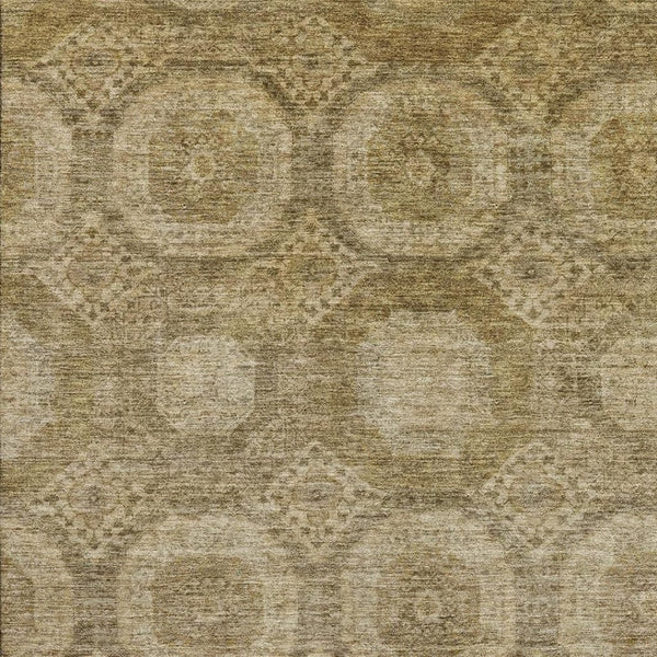 HomeRoots 9' X 12' Abstract Geometric Area Rug in Brown & Beige – Washable, UV Protected, Stain Resistant Design 708276