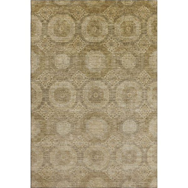 HomeRoots 10' Brown and Beige Abstract Geometric Area Rug - Washable, UV Protected, Non-Slip, Durable Design 708277