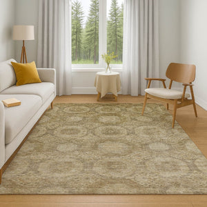 HomeRoots 10' Brown and Beige Abstract Geometric Area Rug - Washable, UV Protected, Non-Slip, Durable Design 708277