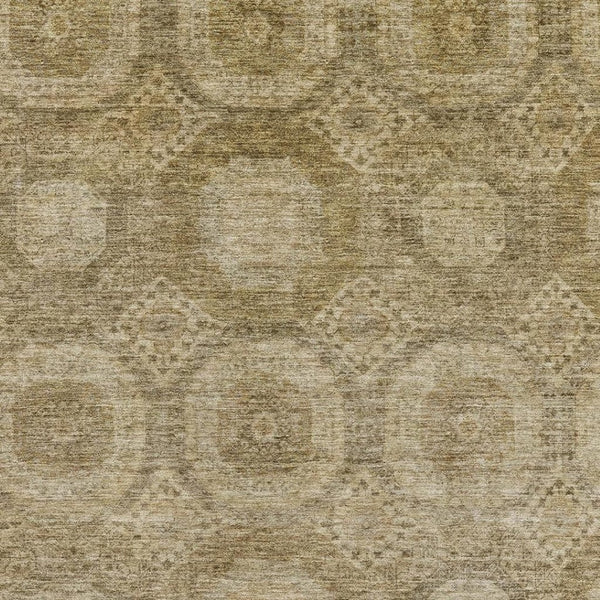 HomeRoots 10' Brown and Beige Abstract Geometric Area Rug - Washable, UV Protected, Non-Slip, Durable Design 708277