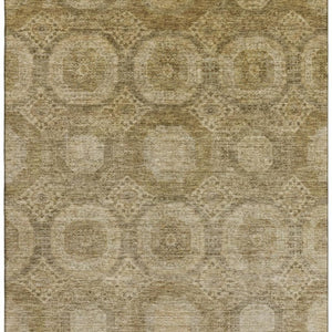 HomeRoots 10' Brown and Beige Abstract Geometric Area Rug - Washable, UV Protected, Non-Slip, Durable Design 708277