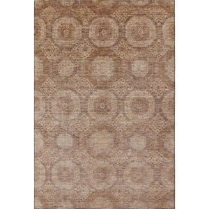 HomeRoots 5' X 8' Washable Copper & Beige Geometric Area Rug with UV Protection for Modern Spaces & Durability 708279
