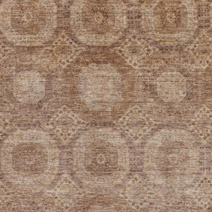 HomeRoots 8' Copper And Beige Abstract Geometric Washable Round Rug - Durable, Stain Resistant & UV Protected 708280
