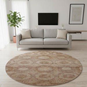 HomeRoots 8' X 10' Copper & Beige Abstract Geometric Area Rug - Washable, UV-Protected, Durable Design for Homes 708281