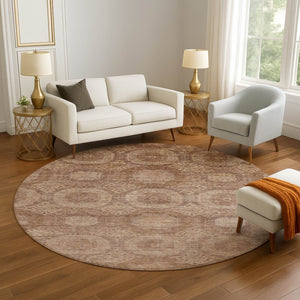 HomeRoots 8' X 10' Copper & Beige Abstract Geometric Area Rug - Washable, UV-Protected, Durable Design for Homes 708281