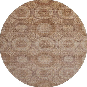 HomeRoots 8' X 10' Copper & Beige Abstract Geometric Area Rug - Washable, UV-Protected, Durable Design for Homes 708281