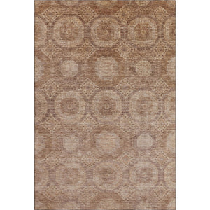 HomeRoots 9' X 12' Copper and Beige Abstract Geometric Area Rug - Washable, UV Protected, Soft Polyester Comfort 708282