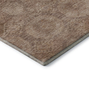 HomeRoots 9' X 12' Copper and Beige Abstract Geometric Area Rug - Washable, UV Protected, Soft Polyester Comfort 708282