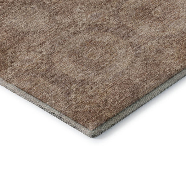 HomeRoots 9' X 12' Copper and Beige Abstract Geometric Area Rug - Washable, UV Protected, Soft Polyester Comfort 708282