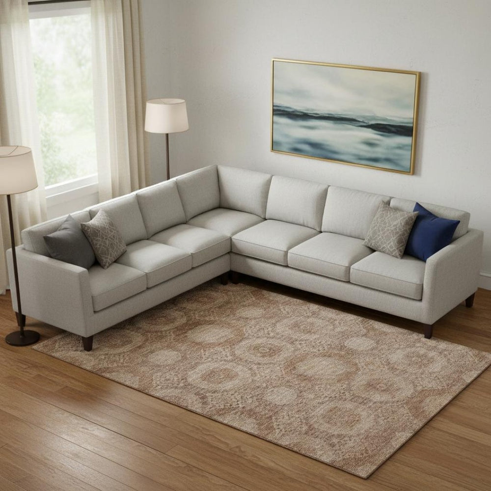 HomeRoots 10' X 14' Copper & Beige Abstract Geometric Area Rug - Washable, UV Protected, & Stain-Resistant Decor 708283