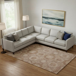 HomeRoots 10' X 14' Copper & Beige Abstract Geometric Area Rug - Washable, UV Protected, & Stain-Resistant Decor 708283