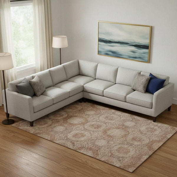 HomeRoots 10' X 14' Copper & Beige Abstract Geometric Area Rug - Washable, UV Protected, & Stain-Resistant Decor 708283