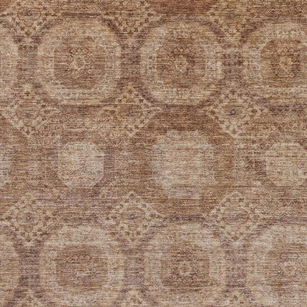 HomeRoots 10' X 14' Copper & Beige Abstract Geometric Area Rug - Washable, UV Protected, & Stain-Resistant Decor 708283