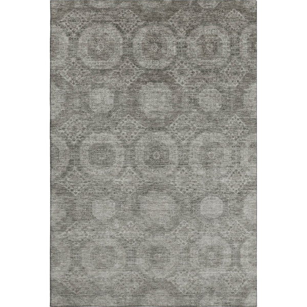 HomeRoots 5' X 8' Modern Pewter & Gray Geometric Area Rug - Washable, Stain Resistant, UV Protected Design 708285
