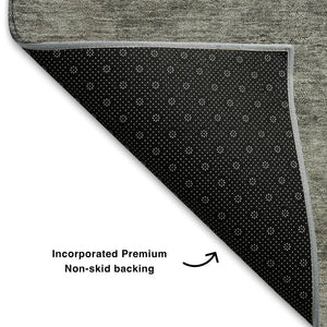 HomeRoots 5' X 8' Modern Pewter & Gray Geometric Area Rug - Washable, Stain Resistant, UV Protected Design 708285