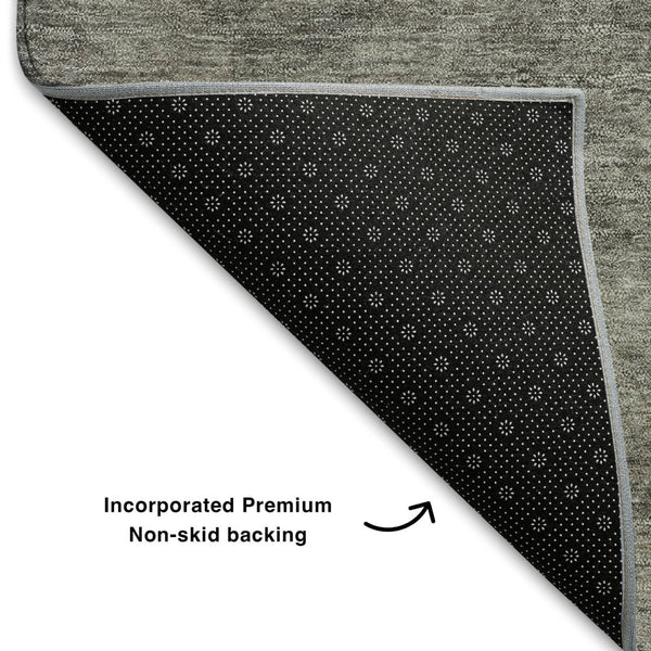 HomeRoots 5' X 8' Modern Pewter & Gray Geometric Area Rug - Washable, Stain Resistant, UV Protected Design 708285