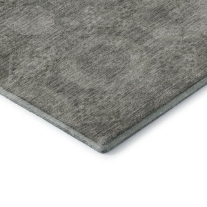HomeRoots 5' X 8' Modern Pewter & Gray Geometric Area Rug - Washable, Stain Resistant, UV Protected Design 708285
