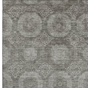 HomeRoots 5' X 8' Modern Pewter & Gray Geometric Area Rug - Washable, Stain Resistant, UV Protected Design 708285