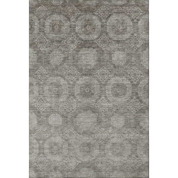 HomeRoots 5' X 8' Modern Pewter & Gray Geometric Area Rug - Washable, Stain Resistant, UV Protected Design 708285