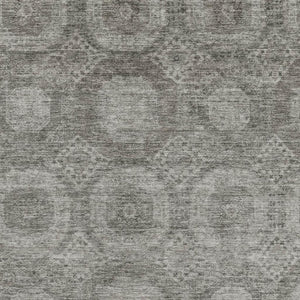 HomeRoots 8' Contemporary Pewter and Gray Abstract Round Washable Rug - Durable, Stylish, and UV-Protected! 708286