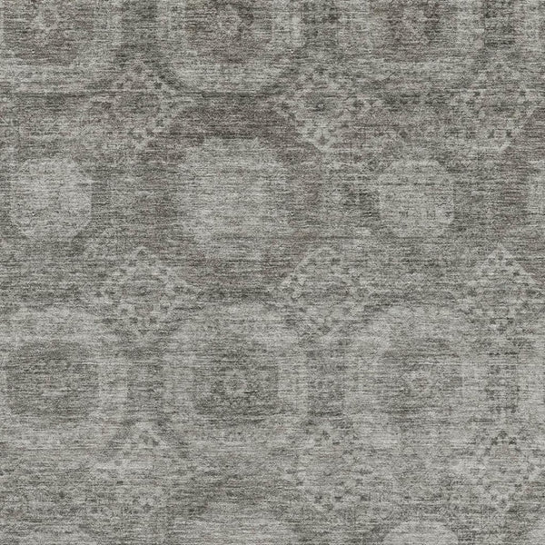 HomeRoots 8' Contemporary Pewter and Gray Abstract Round Washable Rug - Durable, Stylish, and UV-Protected! 708286