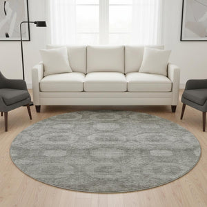 HomeRoots 8' X 10' Stylish Pewter and Gray Abstract Washable Area Rug with UV Protection for Modern Homes 708287