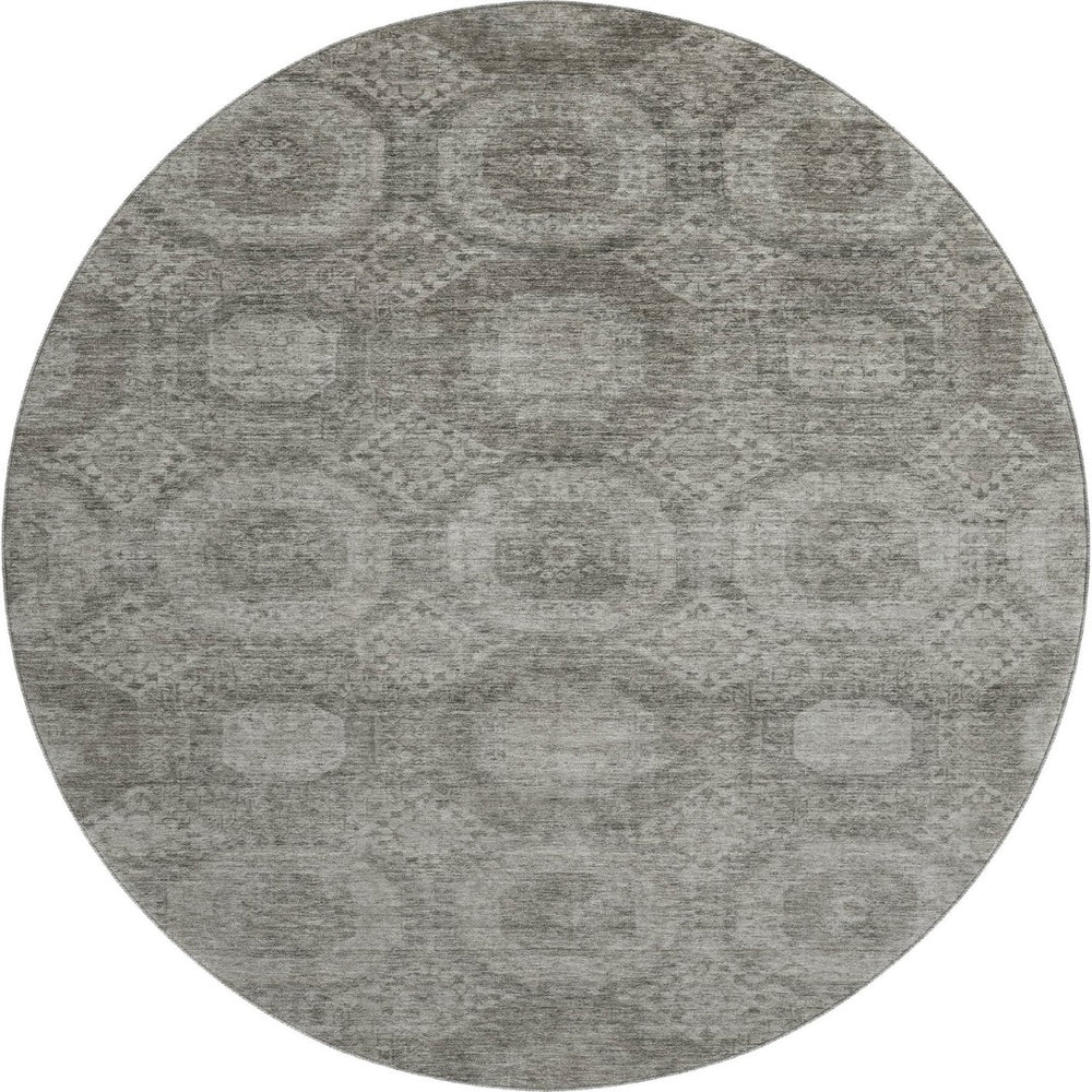 HomeRoots 8' X 10' Stylish Pewter and Gray Abstract Washable Area Rug with UV Protection for Modern Homes 708287