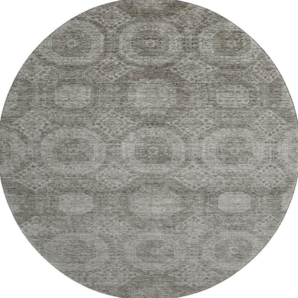 HomeRoots 8' X 10' Stylish Pewter and Gray Abstract Washable Area Rug with UV Protection for Modern Homes 708287