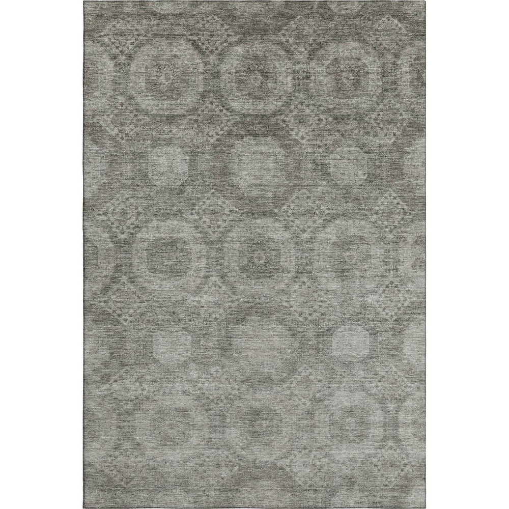 HomeRoots 9' X 12' Pewter & Gray Abstract Geometric Area Rug - Washable, UV Protected & Kid-Friendly Design 708288