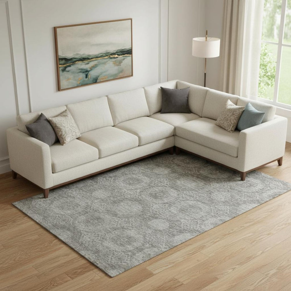 HomeRoots 10' X 14' Abstract Geometric Area Rug in Pewter & Gray – Washable, UV-Protected & Durable Design 708289