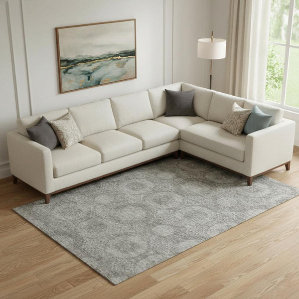 HomeRoots 10' X 14' Abstract Geometric Area Rug in Pewter & Gray – Washable, UV-Protected & Durable Design 708289