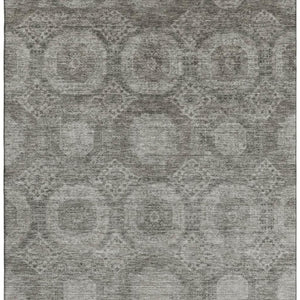 HomeRoots 10' X 14' Abstract Geometric Area Rug in Pewter & Gray – Washable, UV-Protected & Durable Design 708289