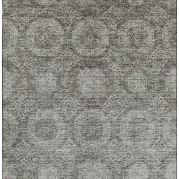 HomeRoots 10' X 14' Abstract Geometric Area Rug in Pewter & Gray – Washable, UV-Protected & Durable Design 708289