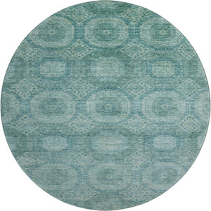 HomeRoots 8' X 10' Teal Aqua Abstract Geometric Washable Area Rug - Stain Resistant & UV Protected Design 708293