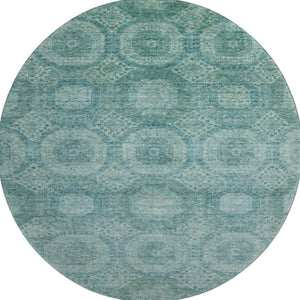 HomeRoots 8' X 10' Teal Aqua Abstract Geometric Washable Area Rug - Stain Resistant & UV Protected Design 708293
