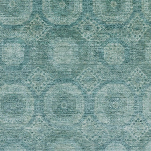HomeRoots 9' X 12' Teal & Aqua Abstract Geometric Washable Rug - Durable, UV-Protected, Kid & Pet Friendly! 708294